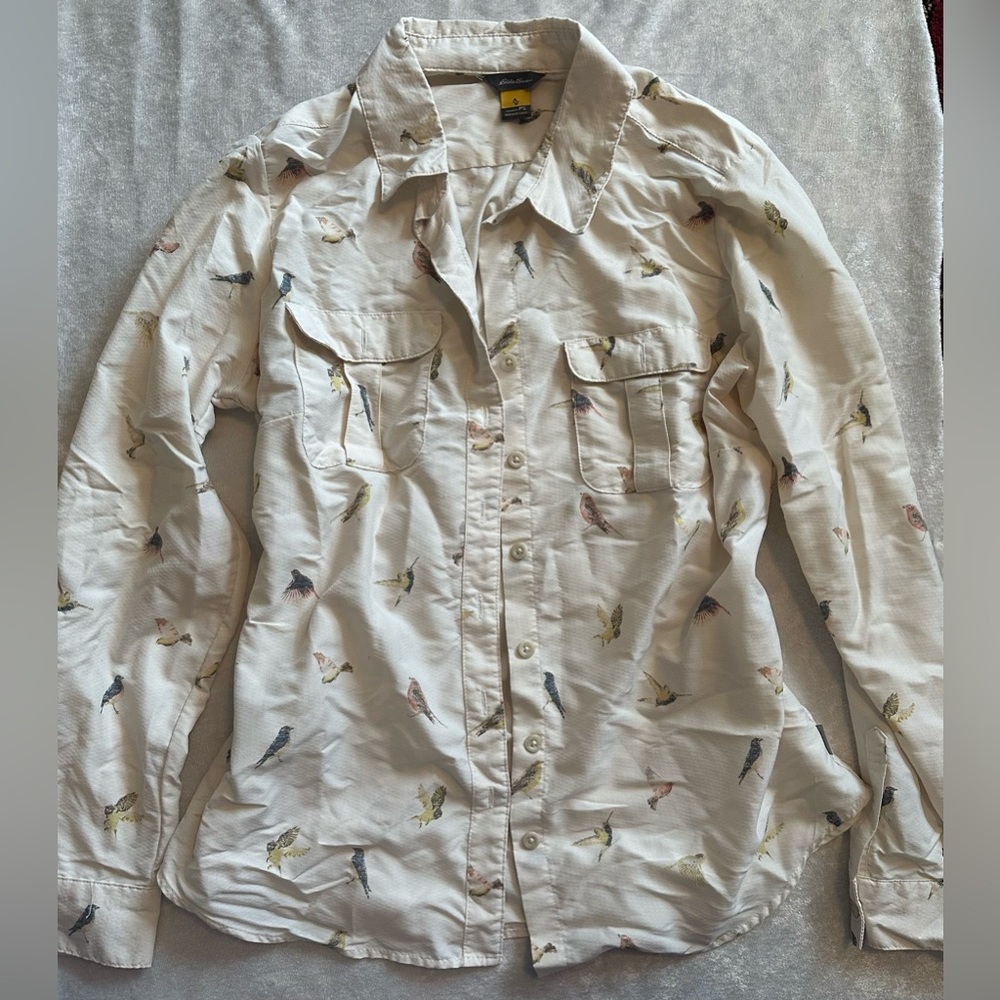 Eddie Bauer bird print button up